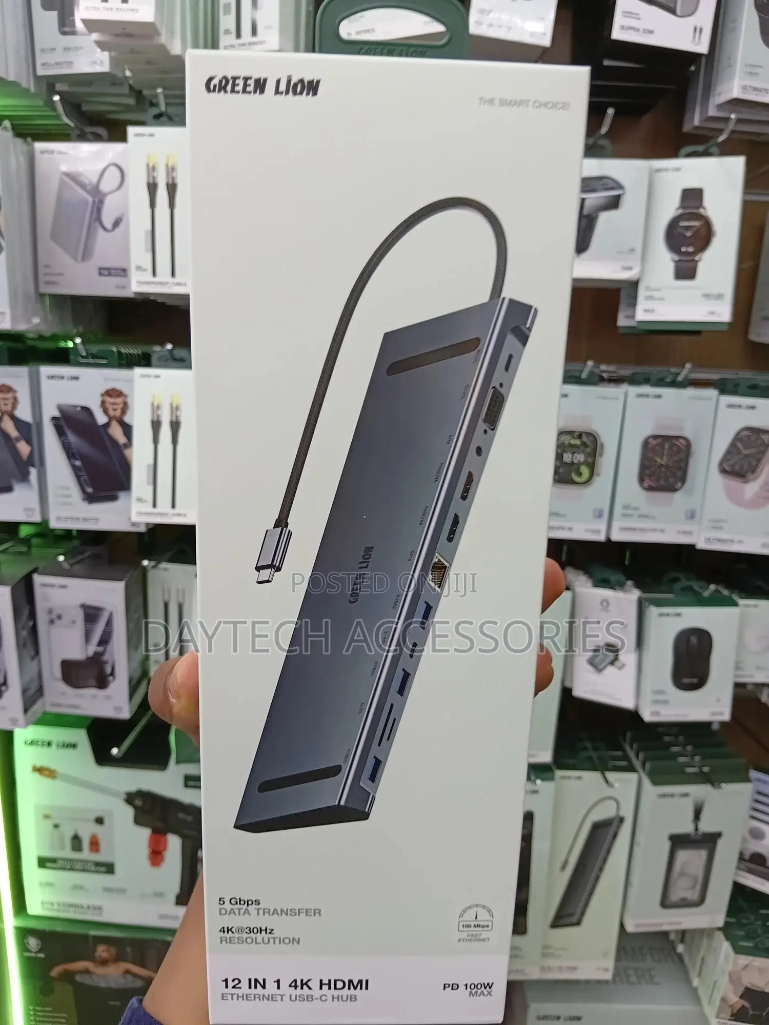 Green Lion 12 in 1 Hdmi Ethernet Usb-C Hub 100 MBPS Fast Ethernet.