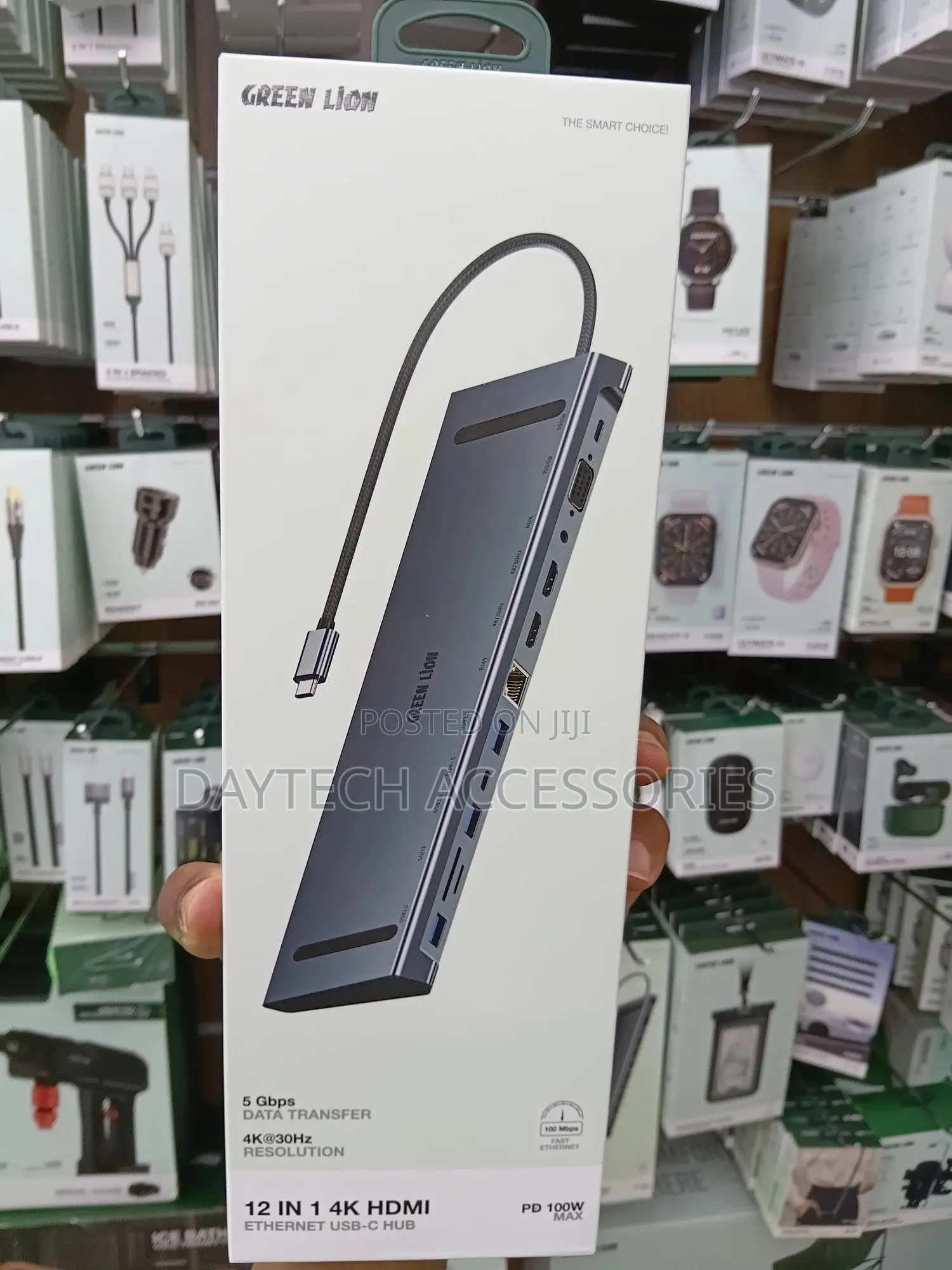Green Lion 12 in 1 Hdmi Ethernet Usb-C Hub 100 MBPS Fast Ethernet.