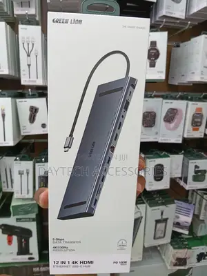 Green Lion 12 in 1 Hdmi Ethernet Usb-C Hub 100 MBPS Fast Ethernet.