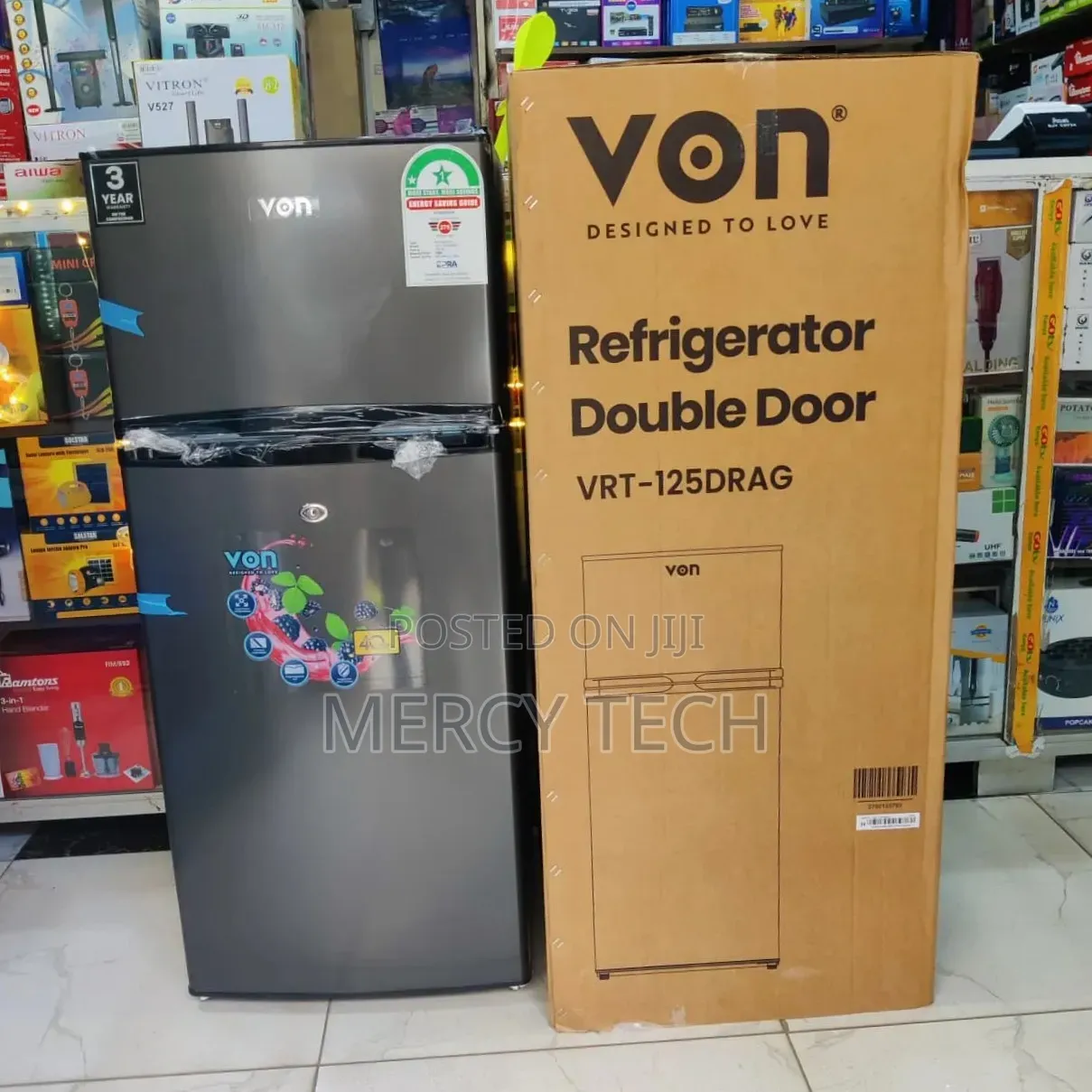 Von Double Door Refrigerator 125l– Model VRT-125drag