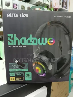 These Are Green Lion Shadow Anc Gaming Headsets in Black.