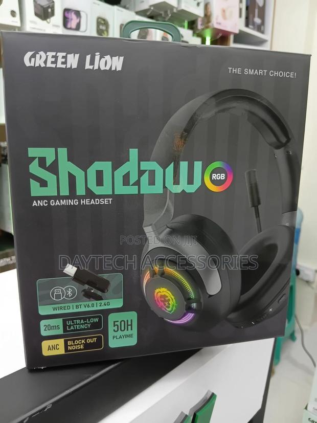 Green Lion Shadow Anc Gaming Headphones - Black
