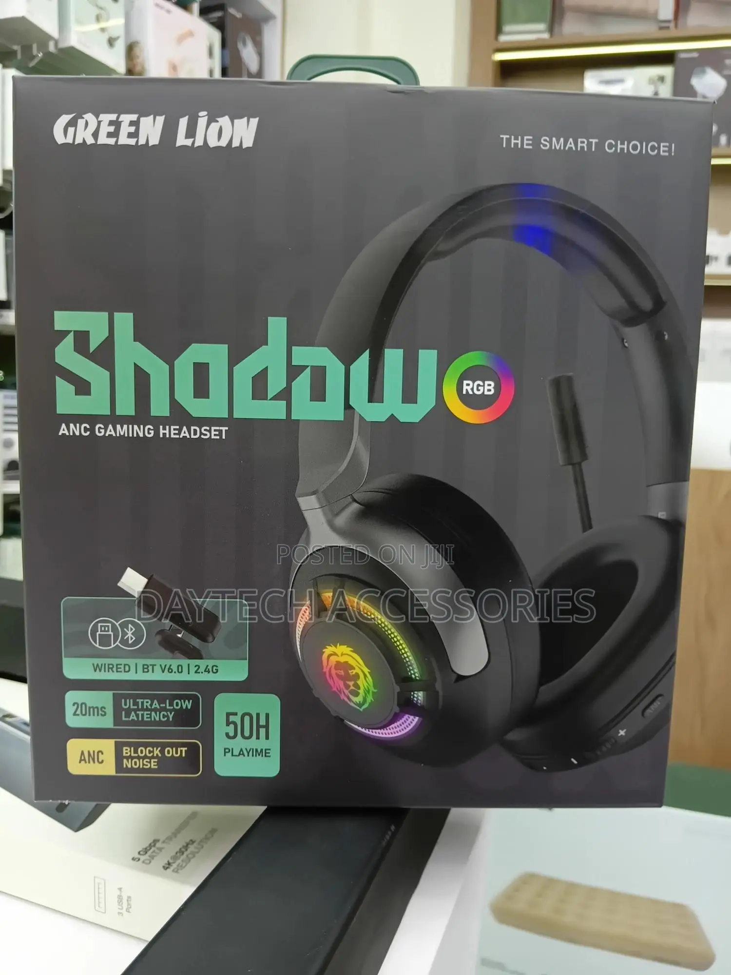 Green Lion Shadow Anc Gaming Headset With Rgb.