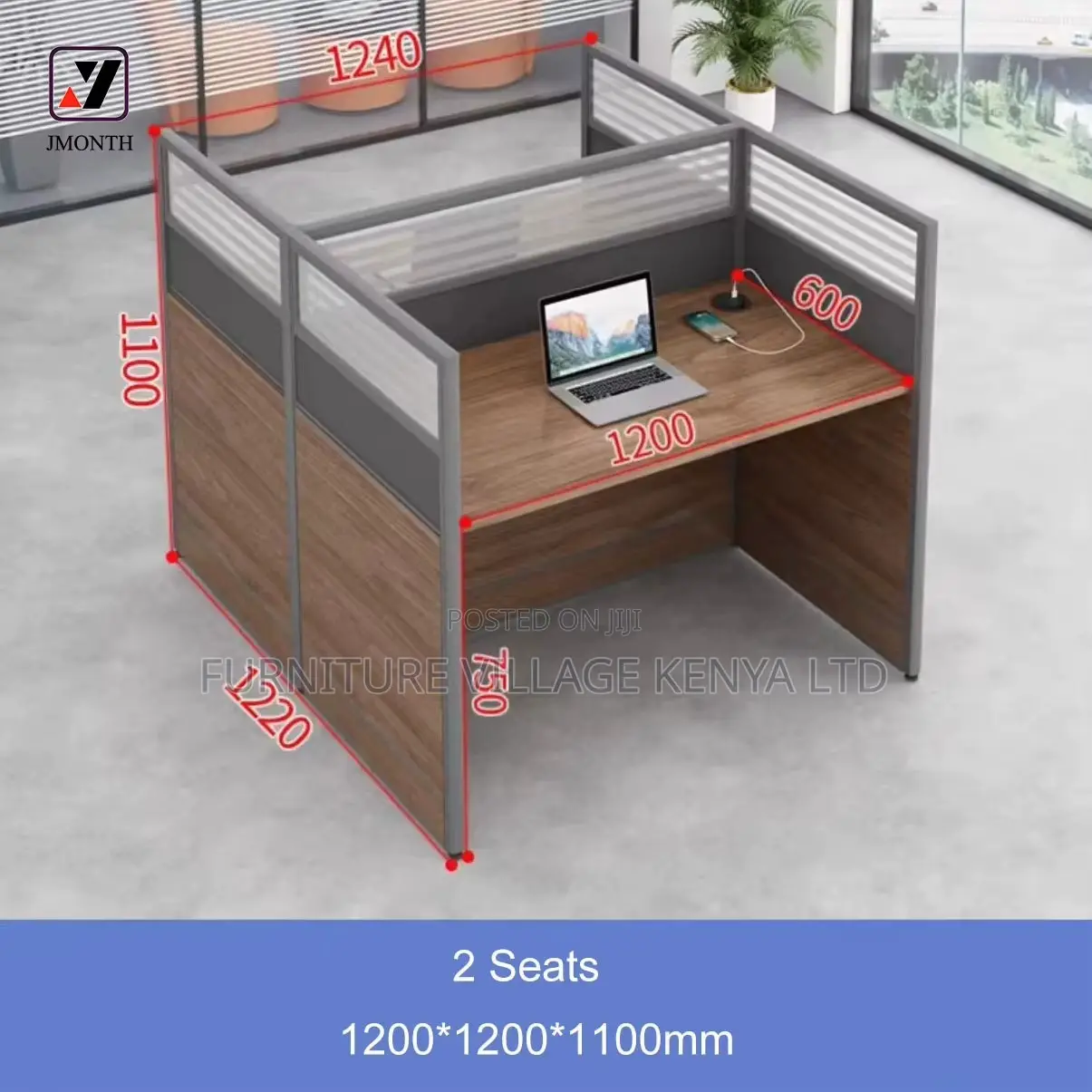 2-Seater Imported Modular Brown Workstation