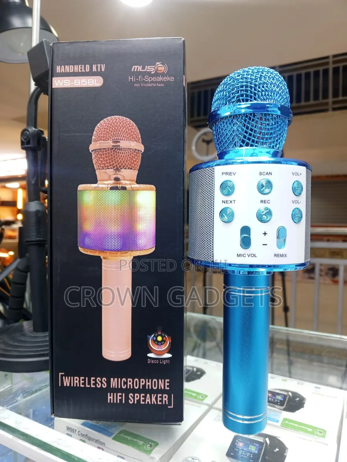 Ws-858l Wireless Karaoke Mic Bluetooth Speaker RGB Lights
