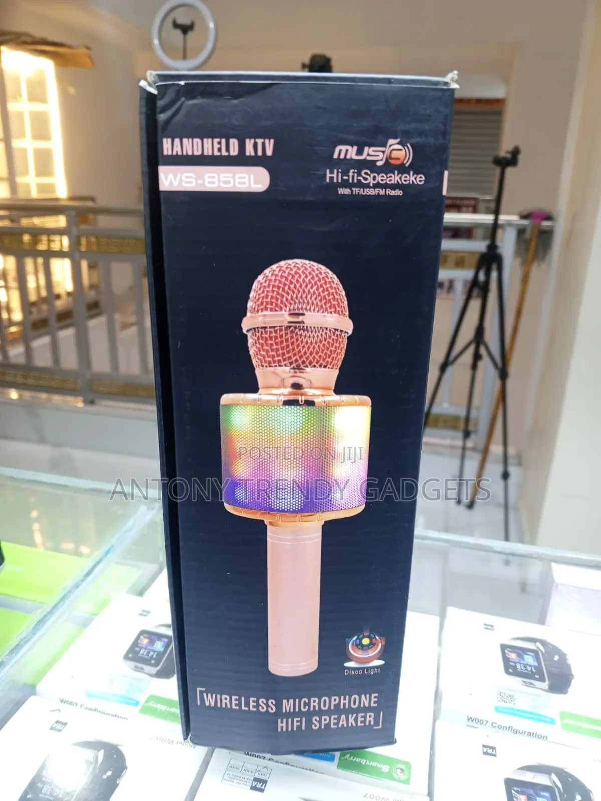 Ws-858l Karaoke Mic Bluetooth Speaker RGB Lights 3-in-1
