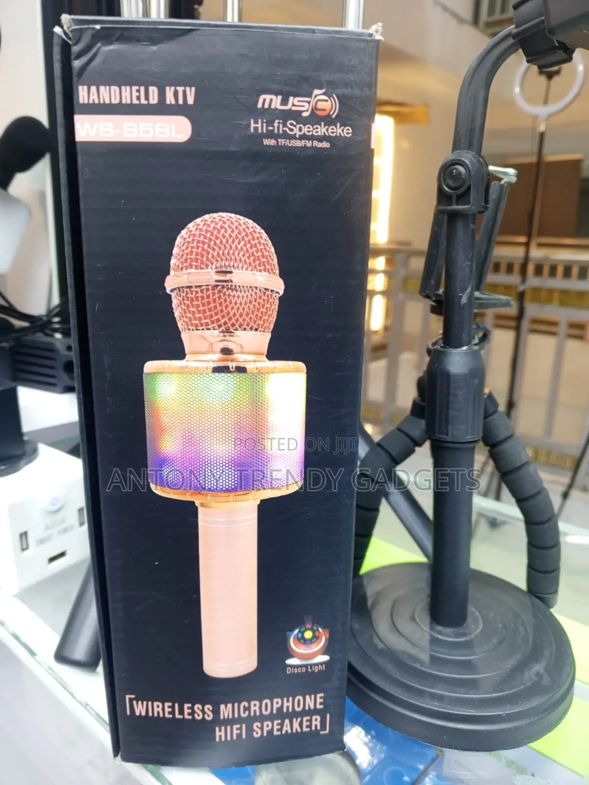 Ws-858l Karaoke Mic Bluetooth Speaker RGB Lights 3-in-1