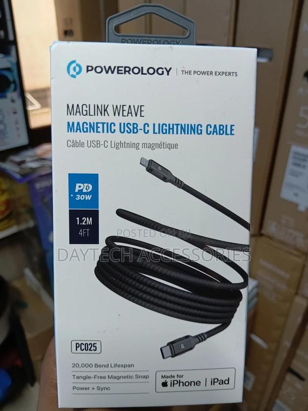Powerology Maglink Weave Magnetic Pd 30w Usb-C to Lightning 1.2m