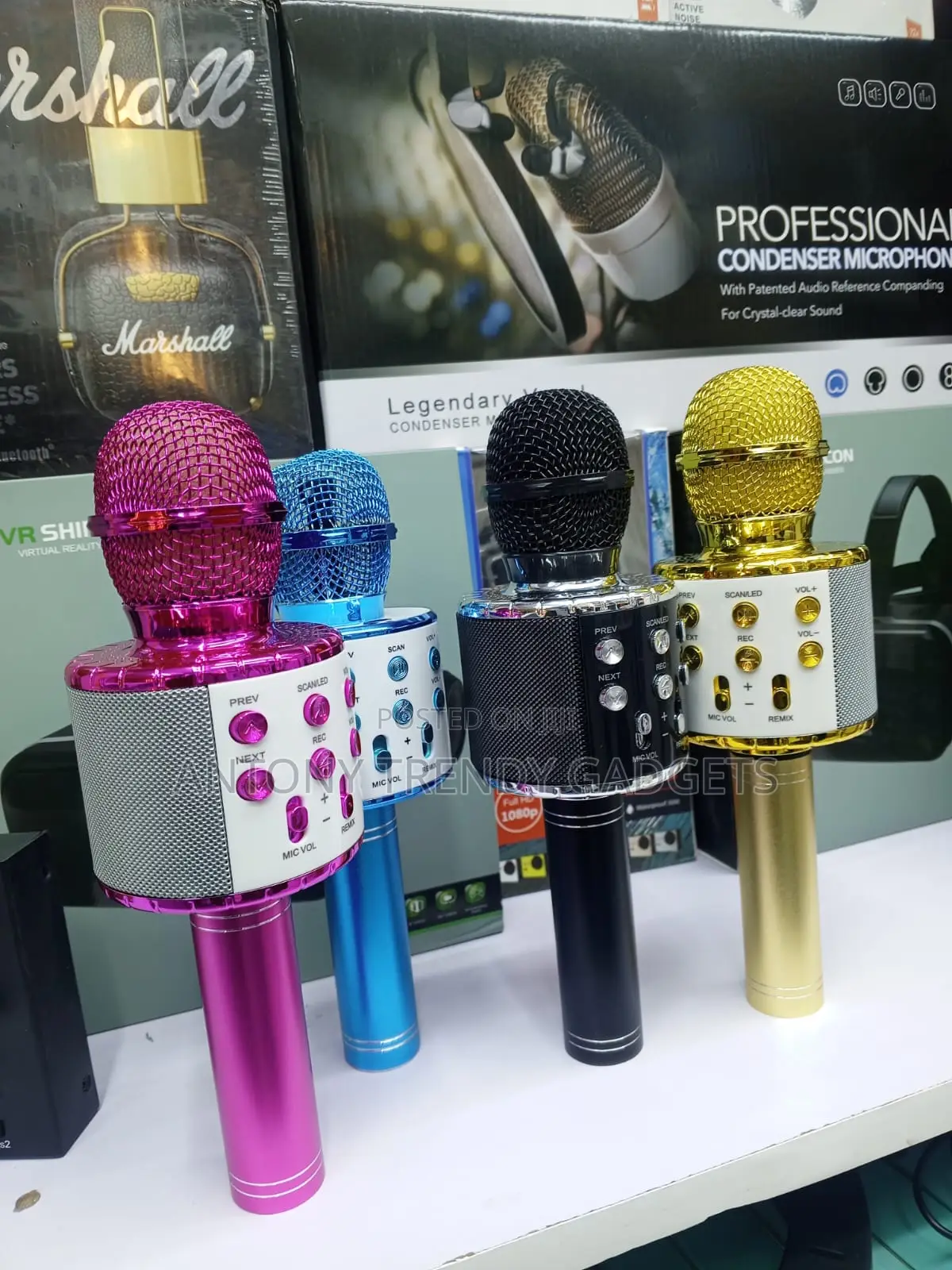 Ws-858l Wireless KTV Microphone, Portable Mic RGB Lights Echo Control
