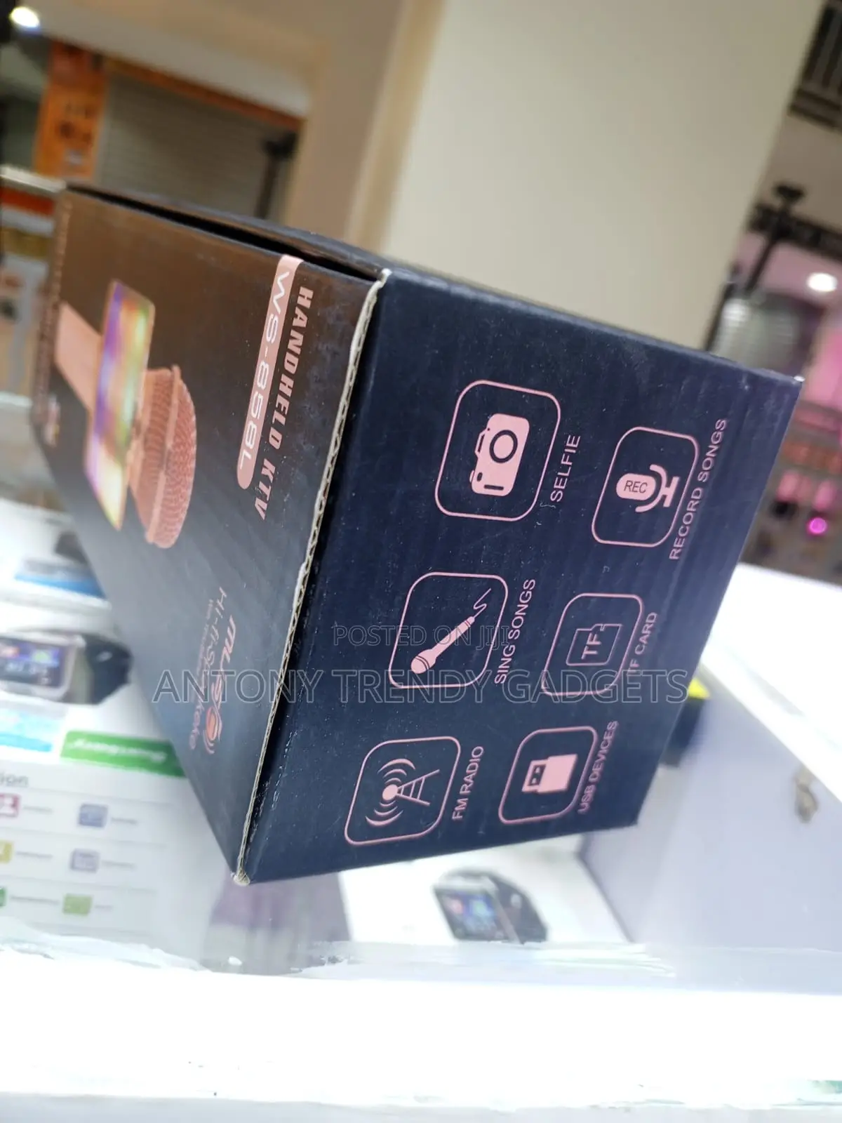 Ws-858l Wireless KTV Microphone, Portable Mic RGB Lights Echo Control