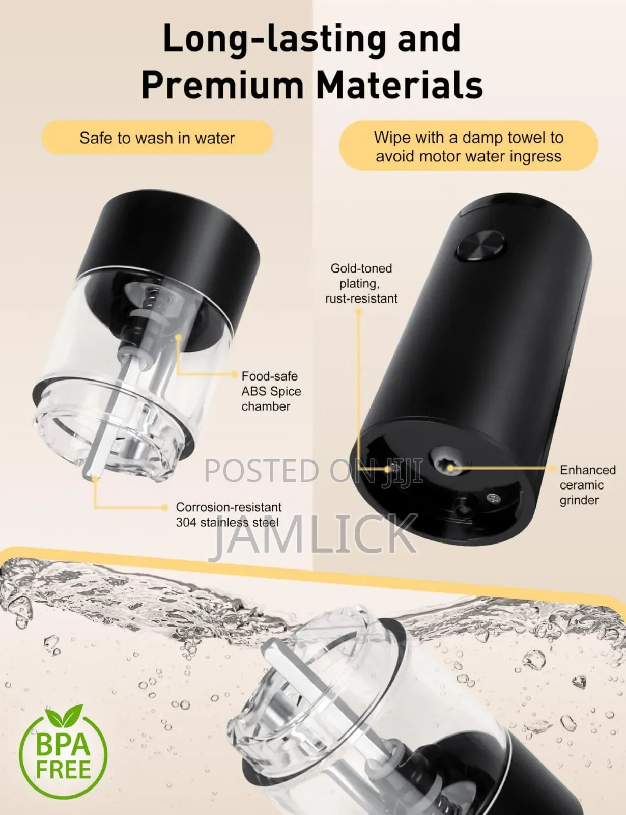 Electric Pepper Salt Grinder – Automatic Ceramic Mill - Hk