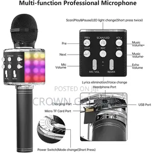 Ws-858l Bluetooth Karaoke Microphone Usb Tf RGB Light