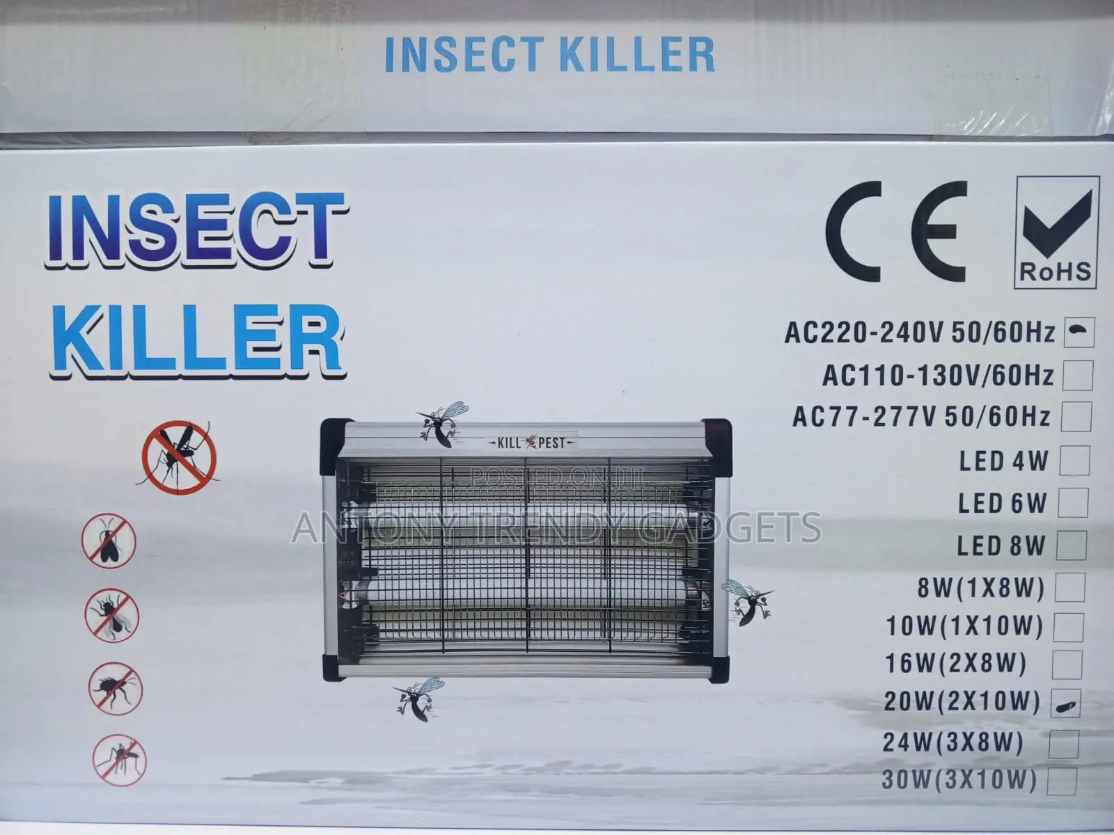 Electric Insect Killer Uv Light Fly Trap Kill Pest Device