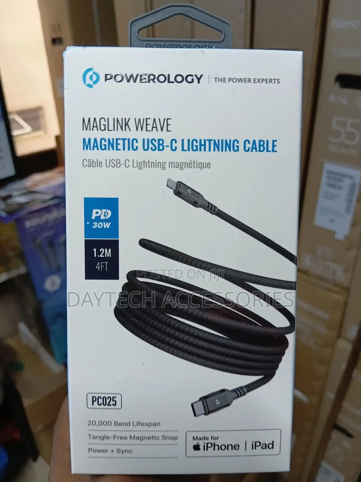 Powerology Weave Magnetic Usb C to Lightning Cable 30w Fast Charging