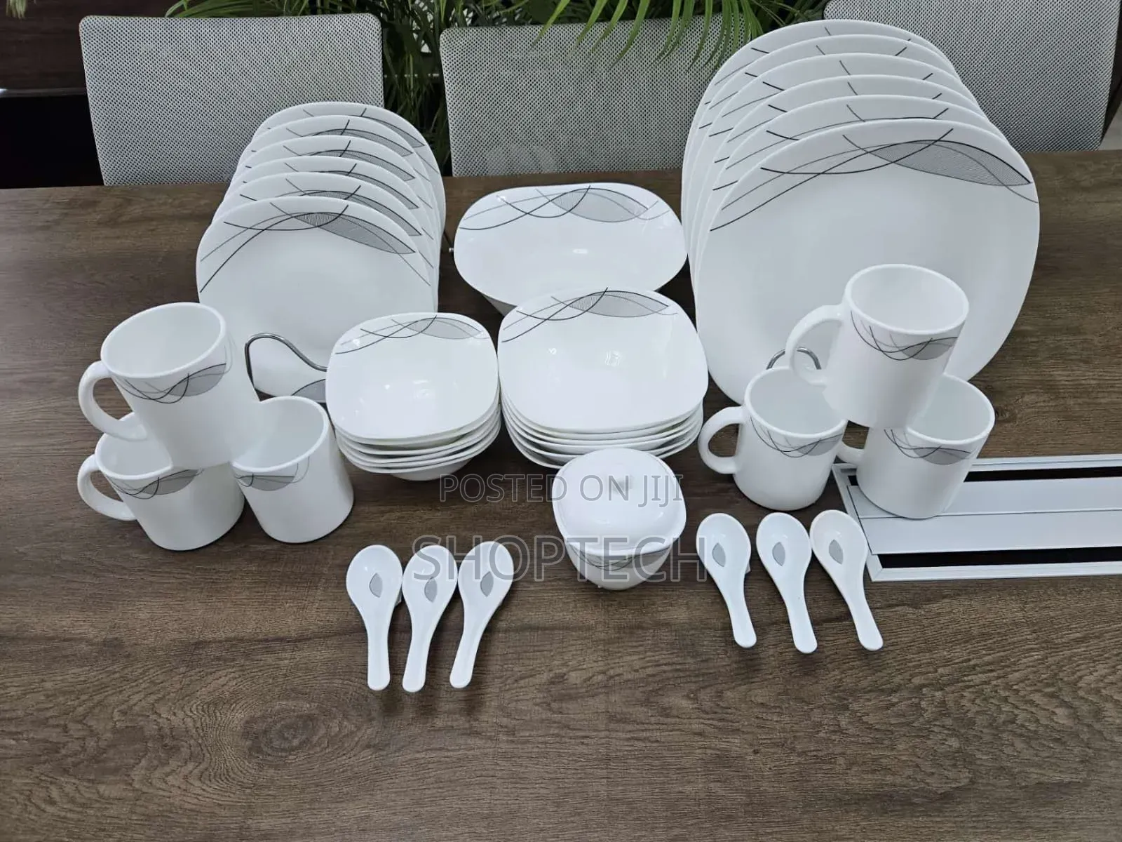 39 Pieces Square Opal Glass Dinner Set