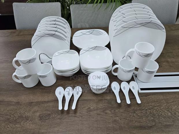 39 Pieces Square Opal Glass Dinner Set - main view