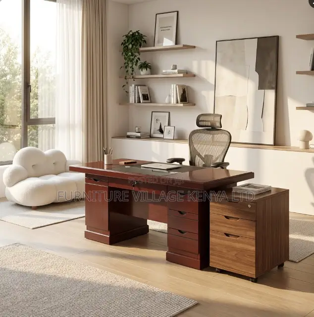 1.2m Mahogany Executive Study Desk With Drawers