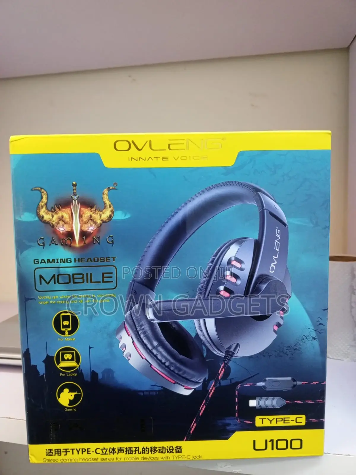 Ovleng U100 Type-C Gaming Headset 40mm Stereo Bass Mic