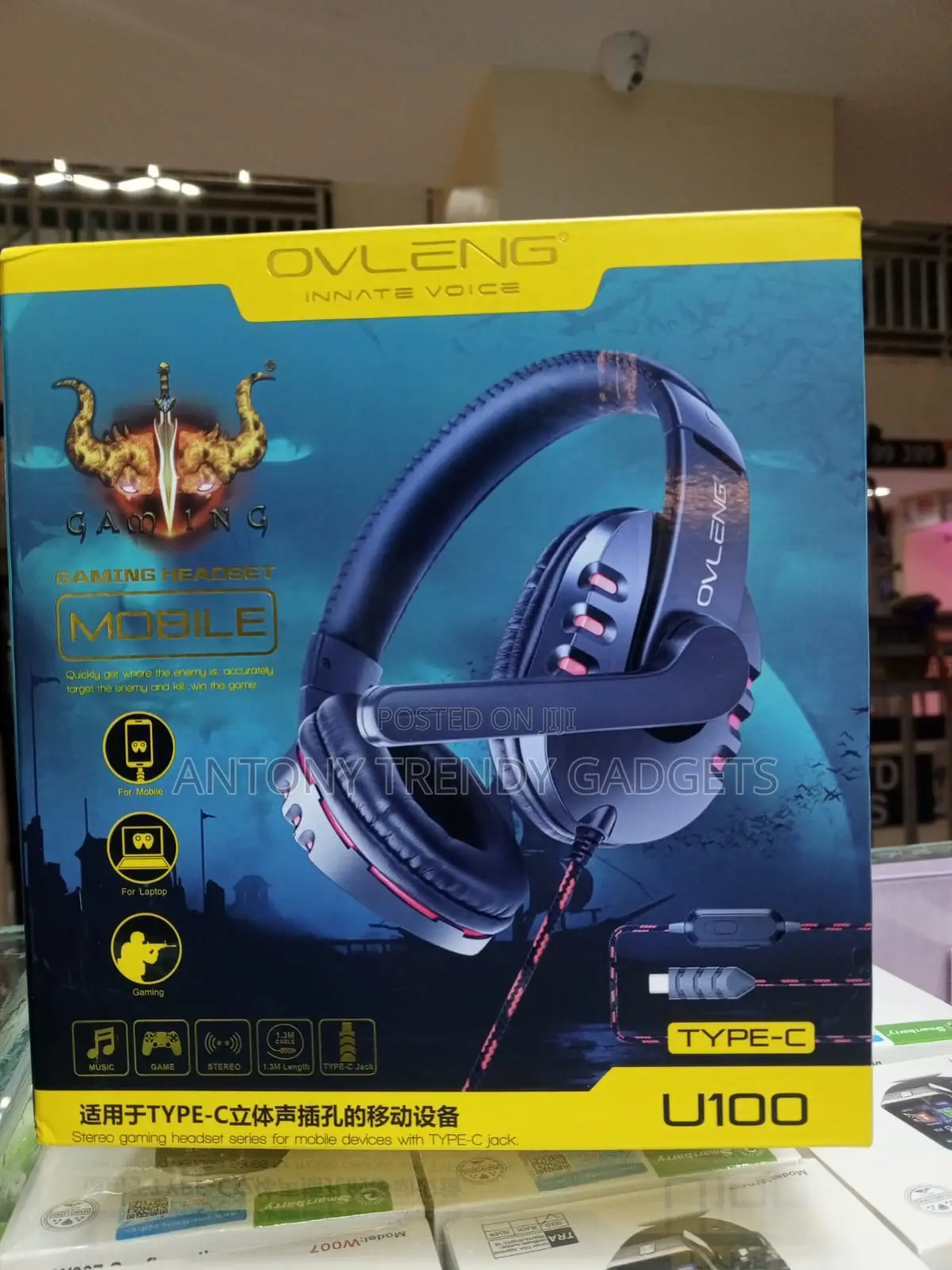 Ovleng U100 Type-C Gaming Headphones for Mobile Pc