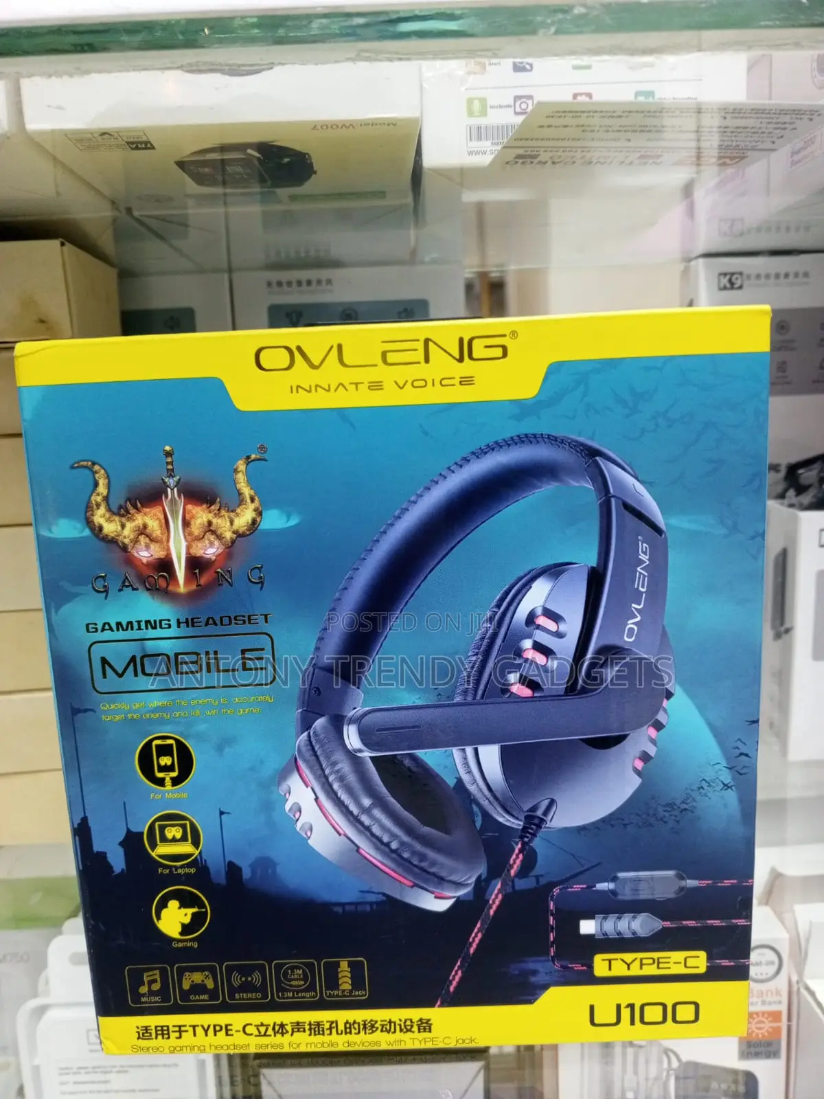 Ovleng U100 Type-C Gaming Headphones for Mobile Pc