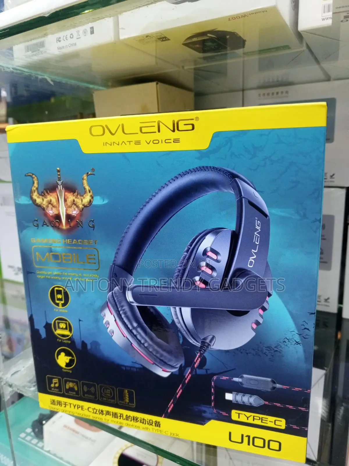 Ovleng U100 Wired Gaming Headset 40mm Driver Bass Mic