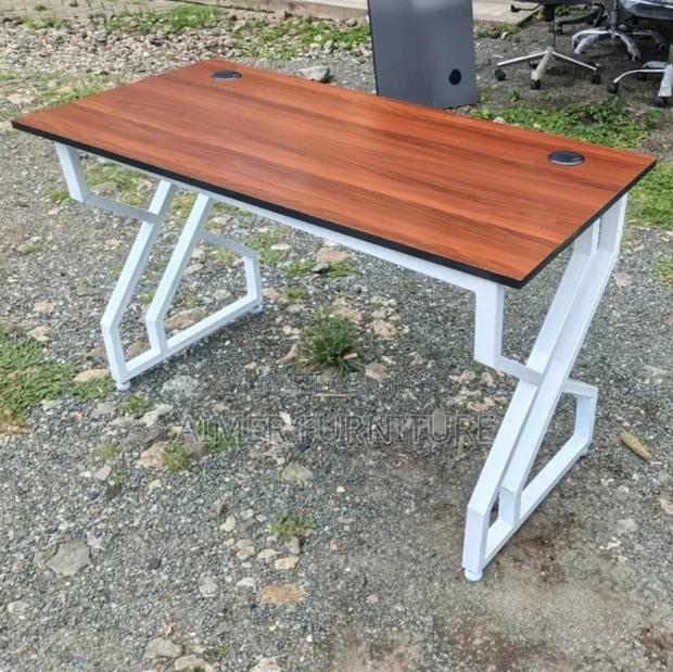 White Double Stand Office Desk - main view