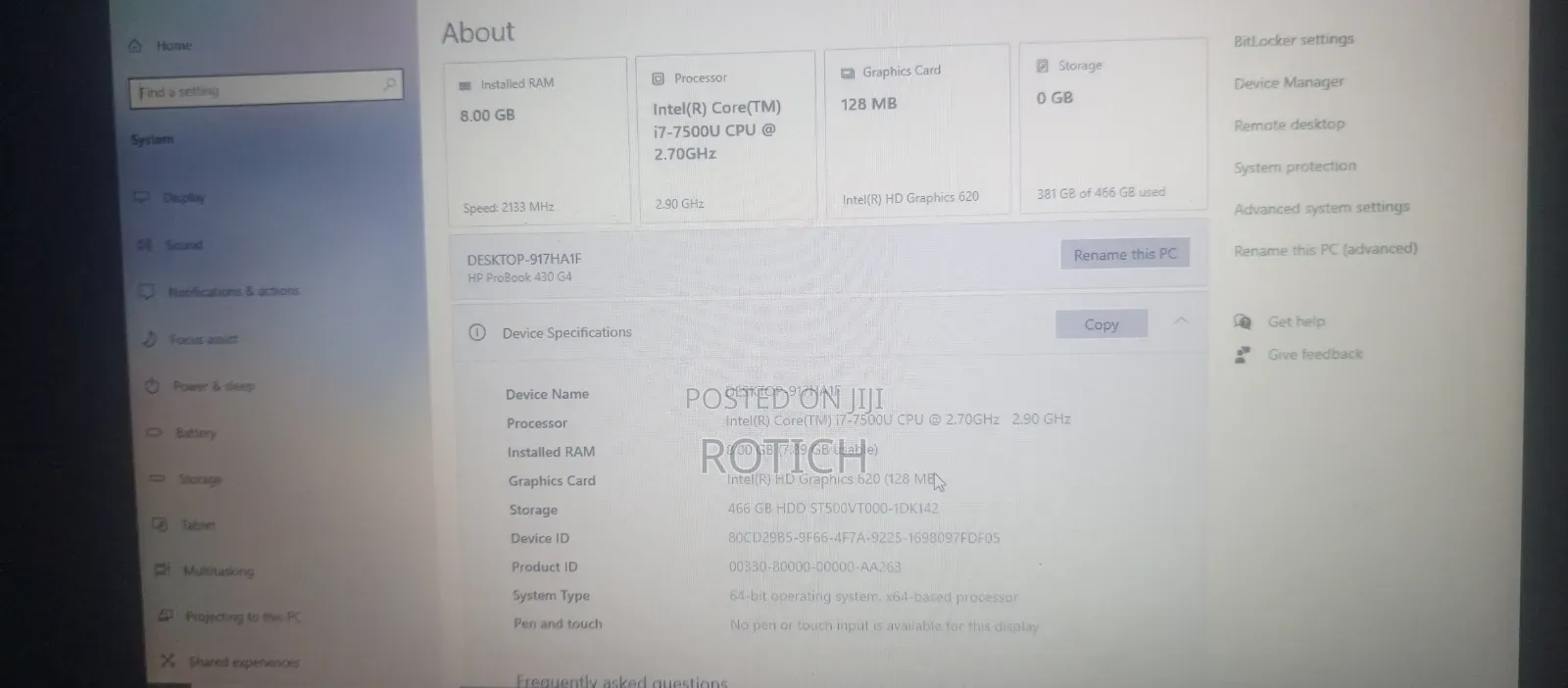 Laptop HP ProBook 430 G4 8GB Intel Core i7 HDD 500GB