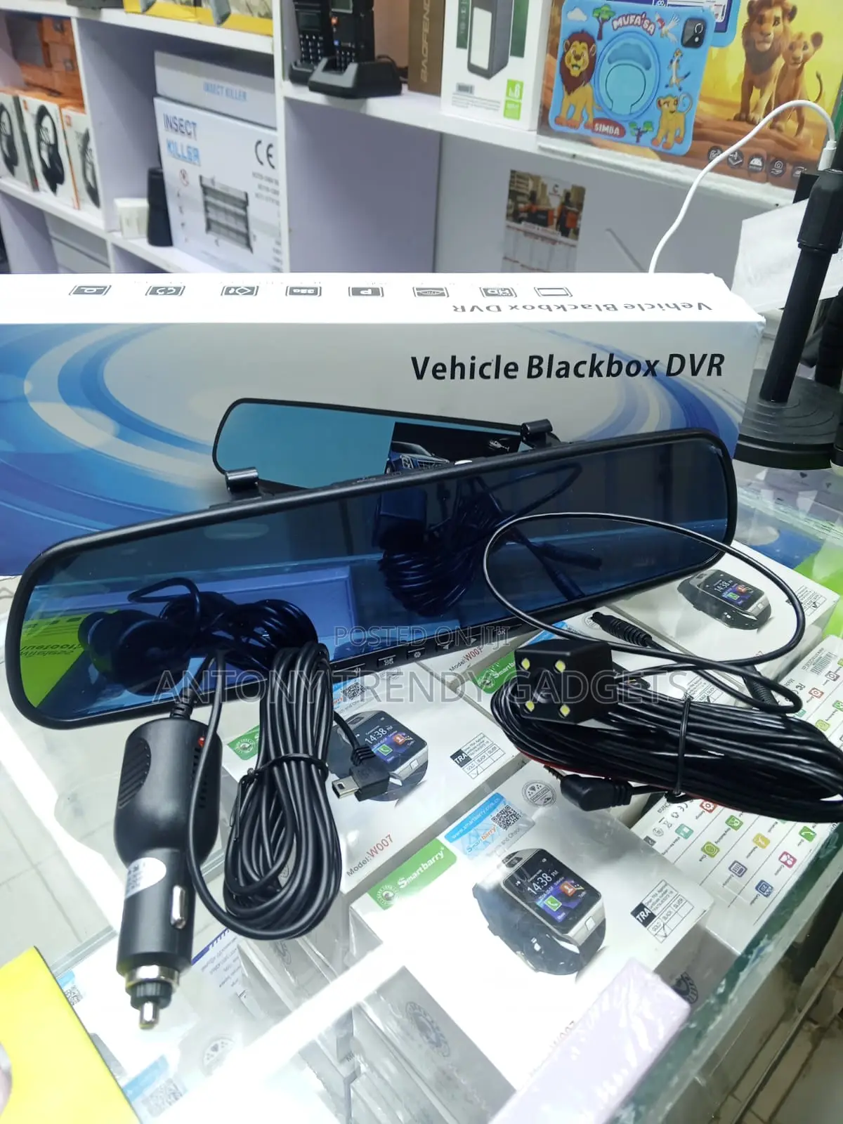 Vehicle Blackbox DVR 4.3” Mirror Dash Cam Front Rear