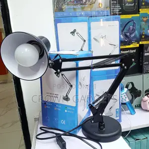 Black Swing Arm Desk Lamp E27 Clamp Table Base Light