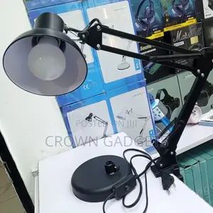 E27 Swing Arm Desk Lamp Black Clamp Table Dual Mount Lamp