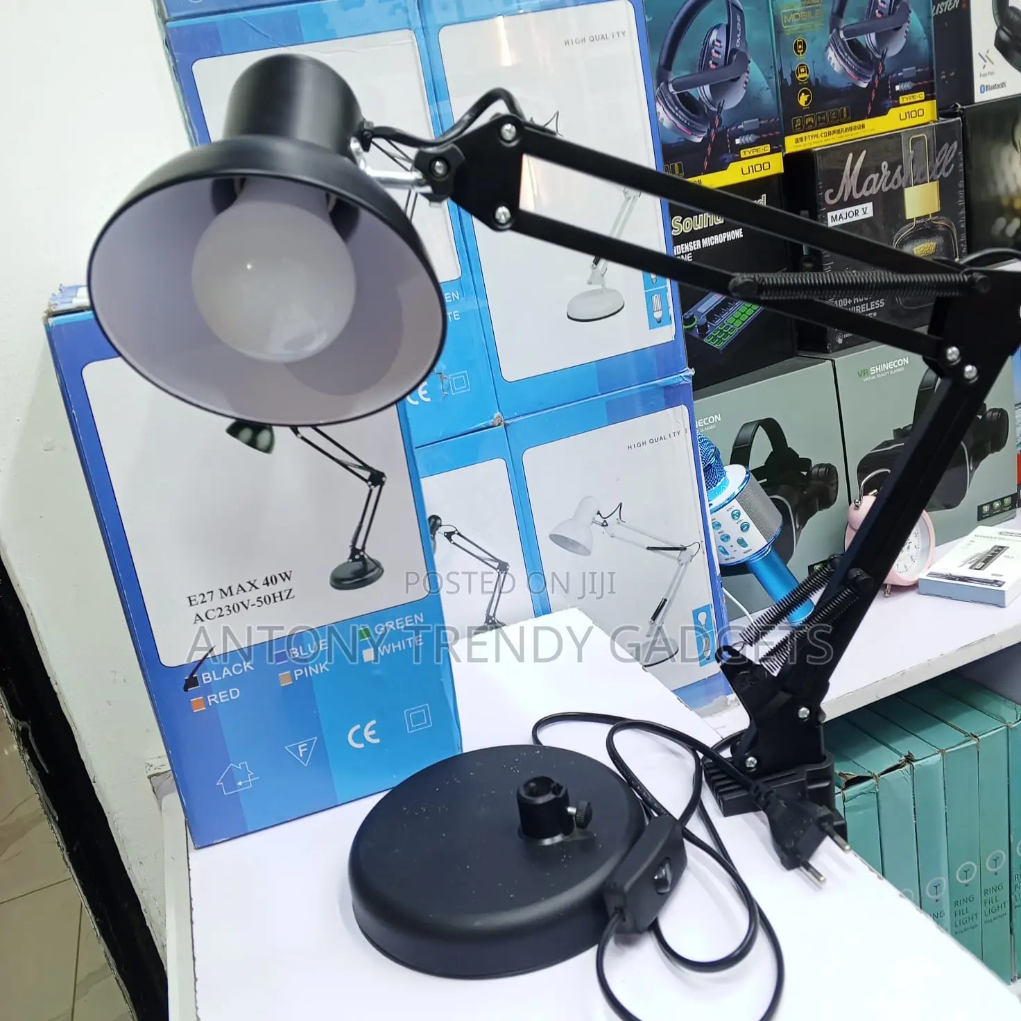 Architect Style Swing Arm Desk Lamp Black Metal E27 Lamp