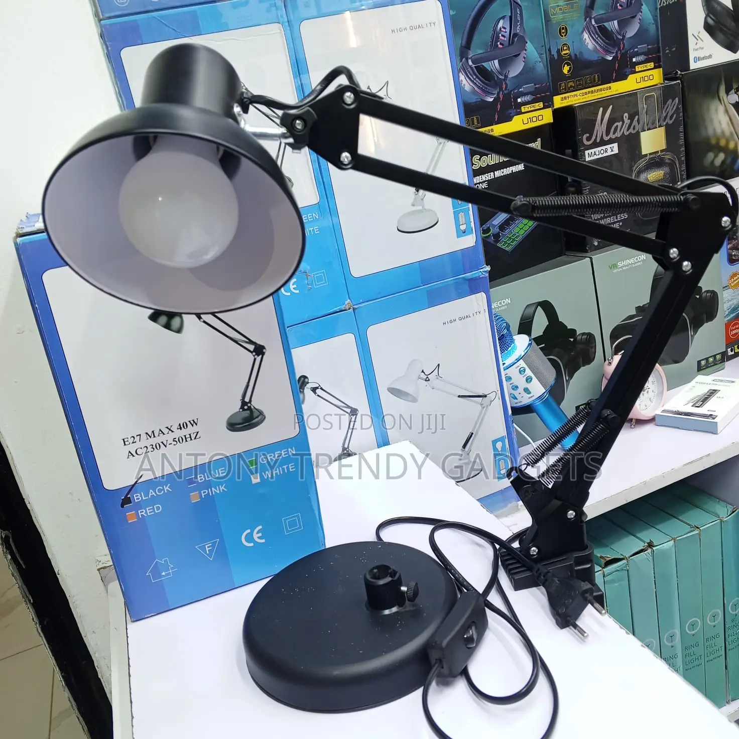 Architect Style Swing Arm Desk Lamp Black Metal E27 Lamp