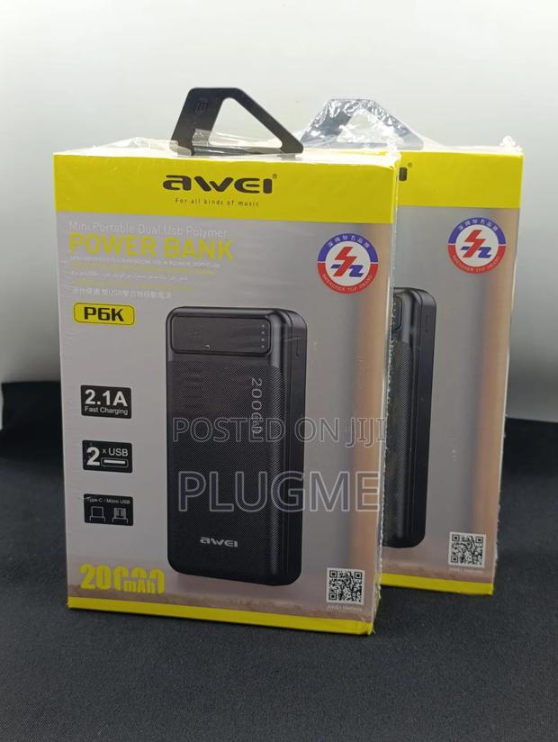 Awei P6k 20000 Mah Mini Portable Polymer Power Bank