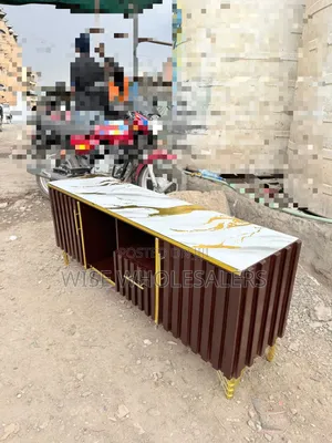 Chocolate Tv Stand With Marble Sheet Top