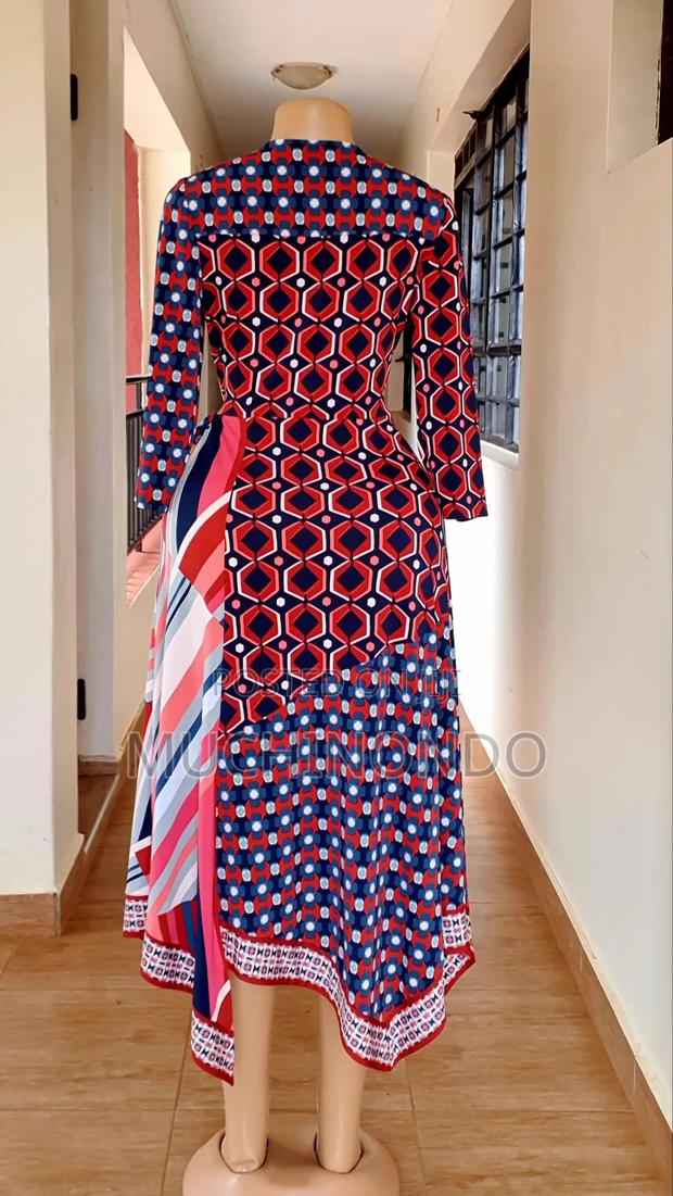 Long Sleeve Patterned Wrap Dress With Tie Waist - thumbnail 2