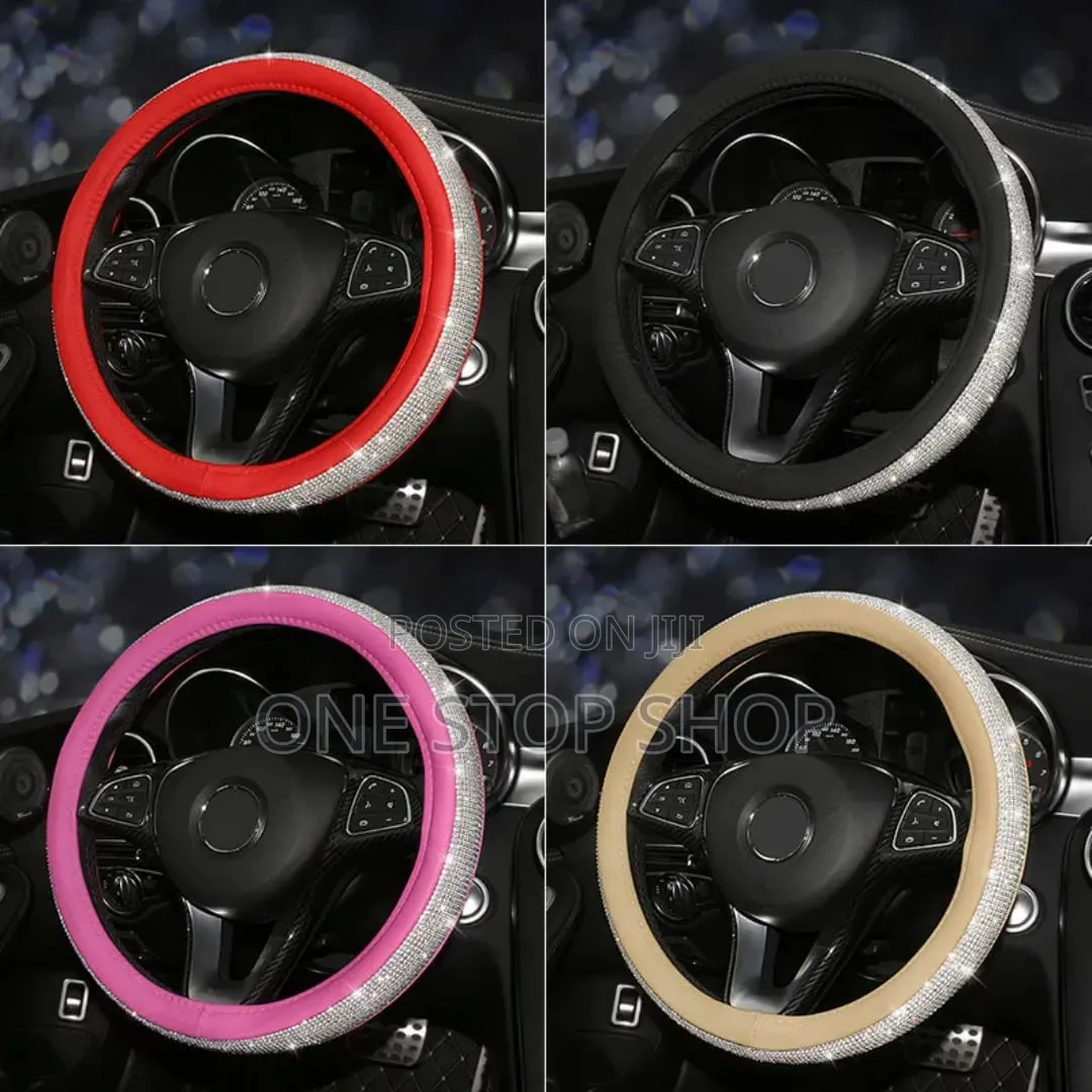 Rhinestone_encrusted Steering Decoration Colored Steering Cover