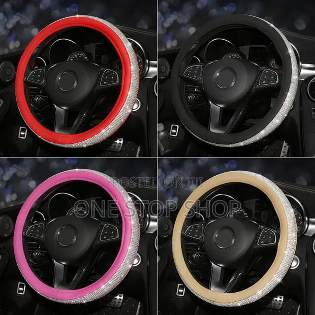 Rhinestone_encrusted Steering Decoration Colored Steering Cover