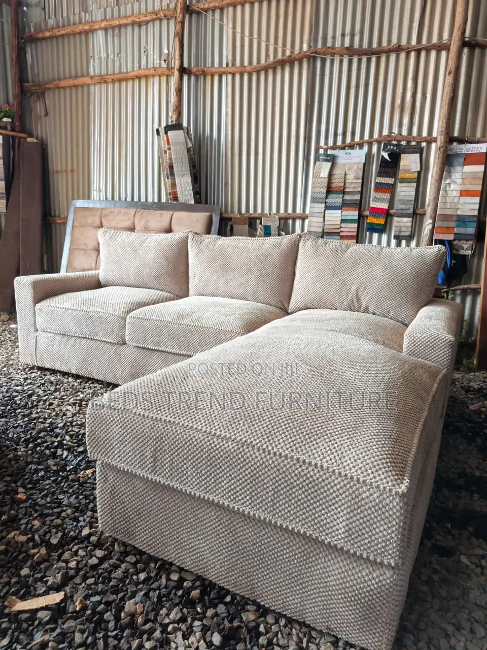 6 Seater Beige Sectional L Seat.