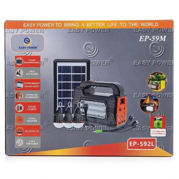 Rechargeable Easy Power Ep-592l Solar Lighting+3 Bulbs Phone Charger