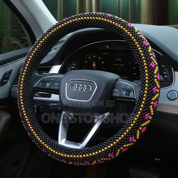 Handmade Beaded Steering Intricate Pattern With Plastic Pearls - main view