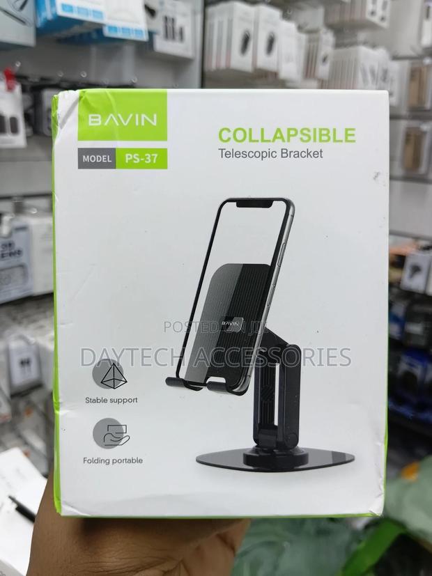 Bavin 360° Rotatable Base Mobile Phone Stand - Black - thumbnail 2