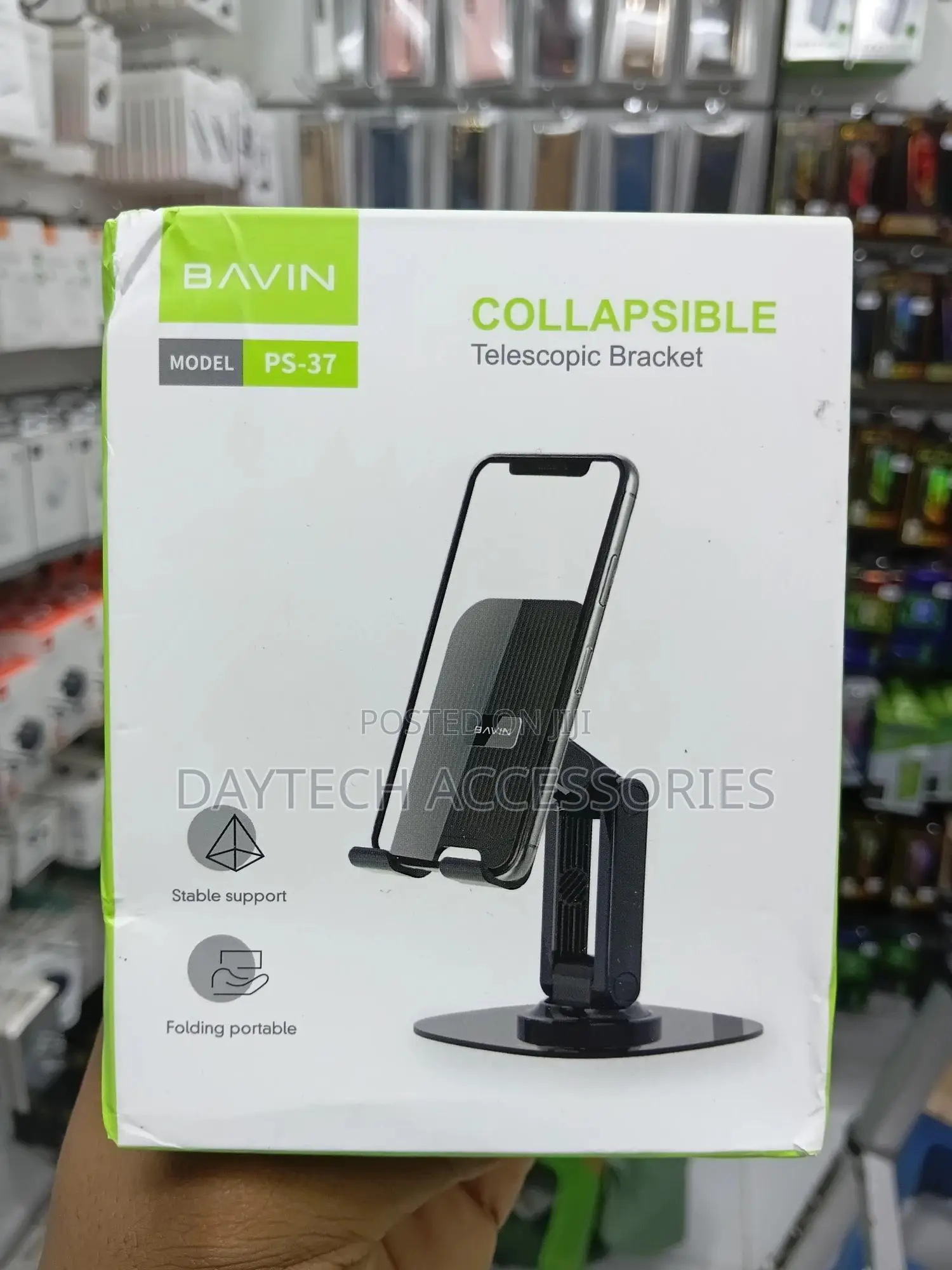 Bavin Anti-Skid Metal Base Cell Phone Stand (Black)