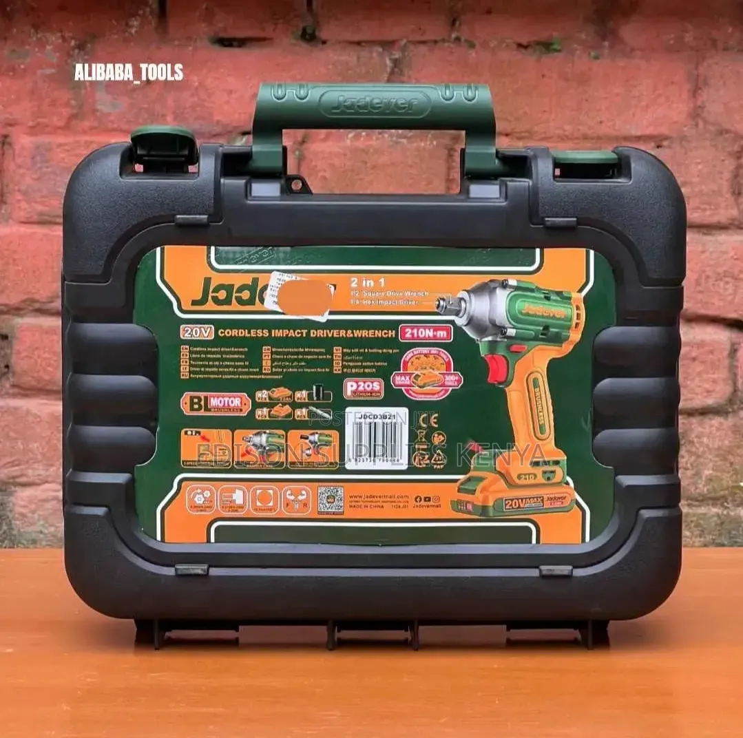 210nm Cordless Impact Wrench and Driver 2-in-1 Jadever 20v 2.0ah Batts