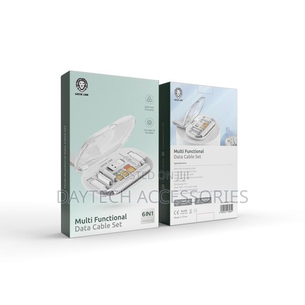 Green Lion 6 in 1 Multi-Functional Data Cable Set 65w Fast Charging. - thumbnail 2