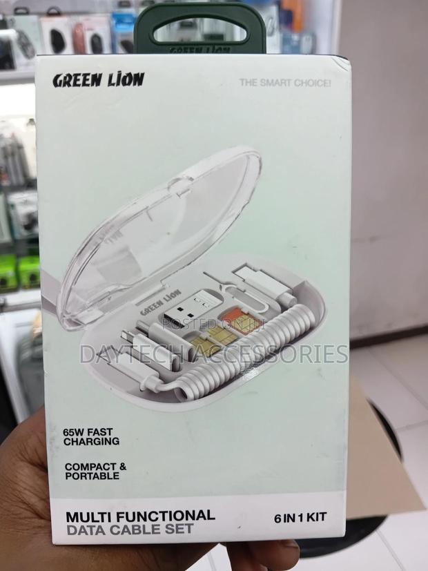 Green Lion 6 in 1 Multi-Functional Data Cable Set 65w Fast Charging.
