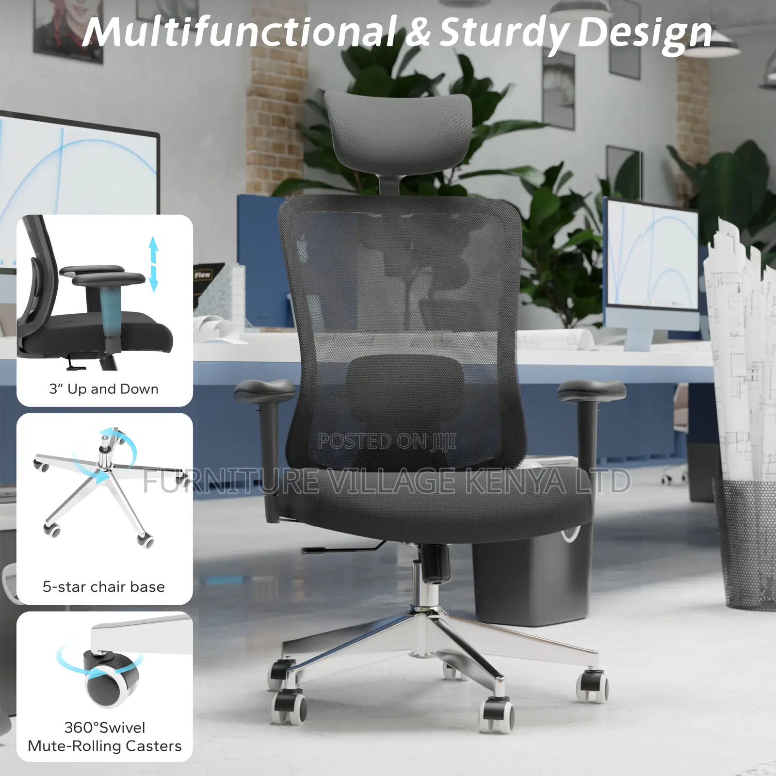 Height Adjustable Ergonomic Mesh Desk Chair