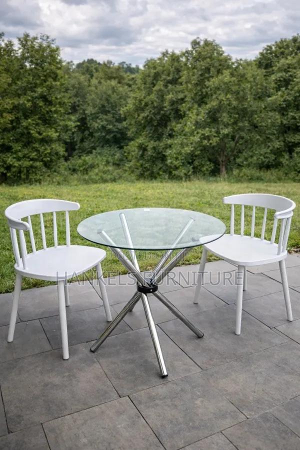 Round Glass 2 Seater Dining Set Outdoor – Modern Outdoor Furniture