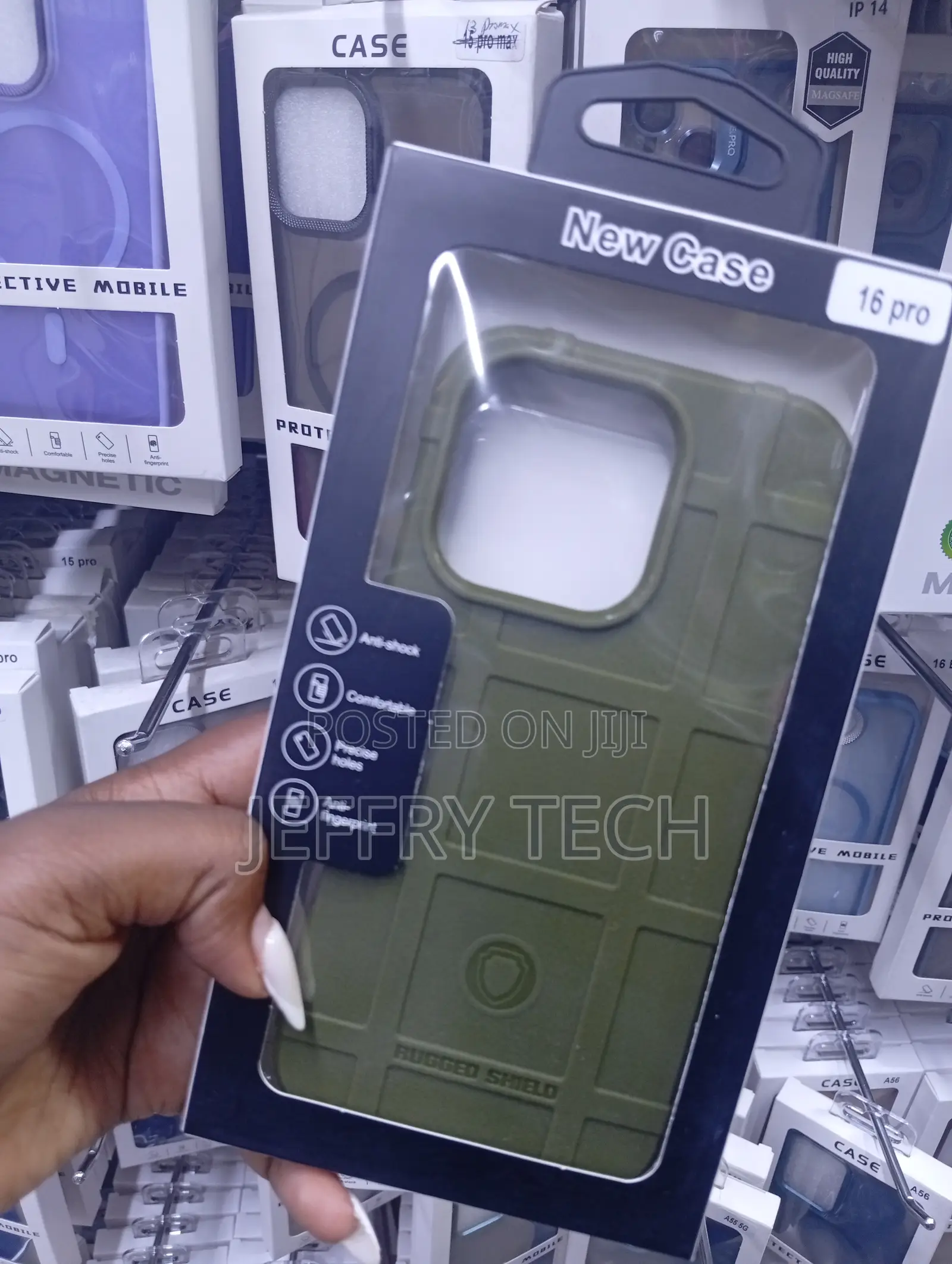 iPhone 16 Pro Green Rugged Shield Protective Phone Case