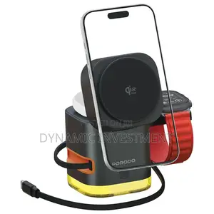 Porodo 5-in-1 Retractable Wireless Charger Dock 30w Max Qi-Enabled