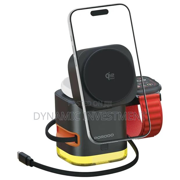Porodo 5-in-1 Retractable Wireless Charger Dock 30w Max Qi-Enabled - thumbnail 2